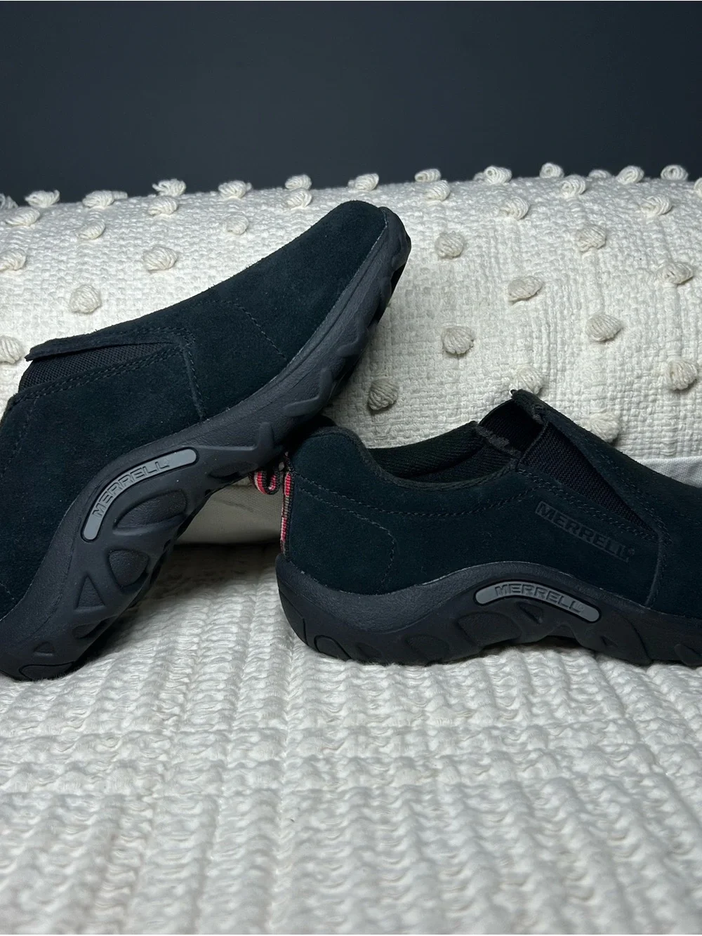 Merrell Black Suede Slip-On Jungle Moc Shoes
